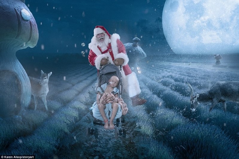 Самые трогательные рождественские фотографии: маленькие пациенты перенеслись из больничных палат в зимнюю сказку
