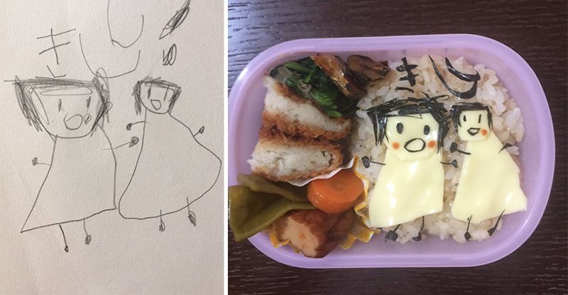 Детские рисунки дочери отец превращает в милые обеды