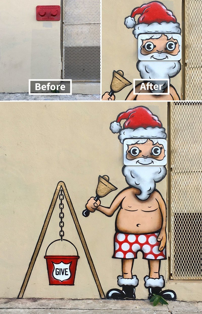 Граффитист превращает скучные уличные вещи в забавные скетчи