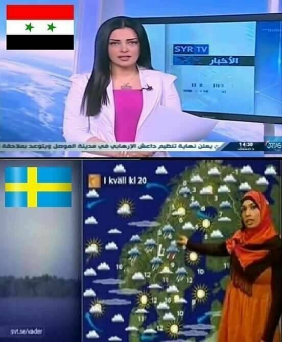 Ведущая в Сирии и Швеции - смотрите, не перепутайте!