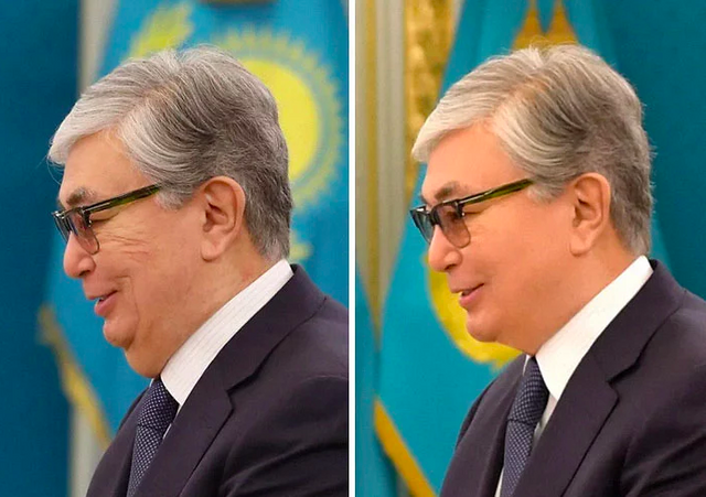 Нового лидера Казахстана фотошопят для местных СМИ, весь остальной мир видит реальные кадры