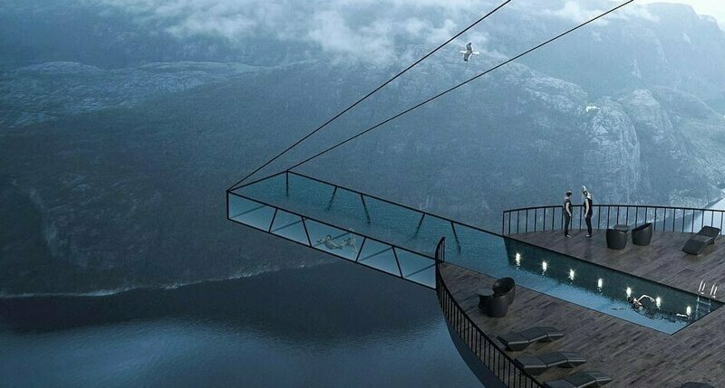 Отель в Норвегии для туристов со стальными... нервами
