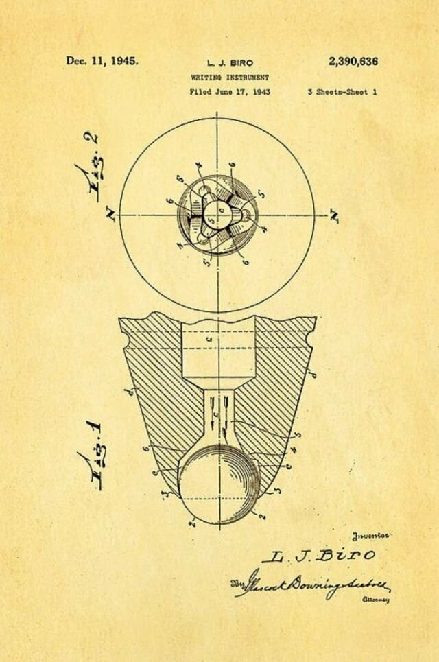 Проект шариковой ручки от Ласло Биро