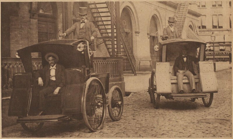 Электробаты - электромобили, в качестве такси. Нью-Йорк, 1898