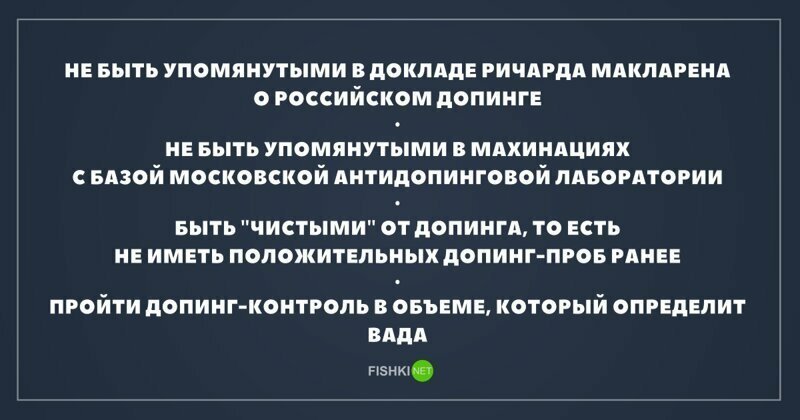 Критерии для участия россиян в соревнованиях