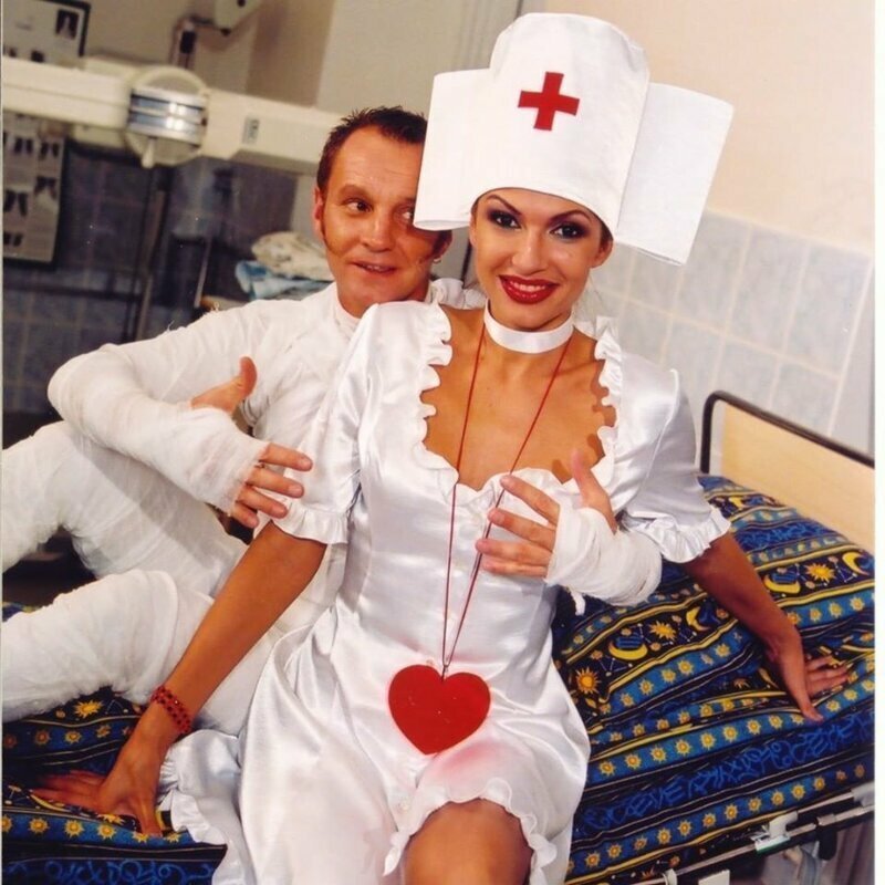 Георгий Делиев и Эвелина Блёданс на съёмках передачи Маски-шоу (середина 90-х).
