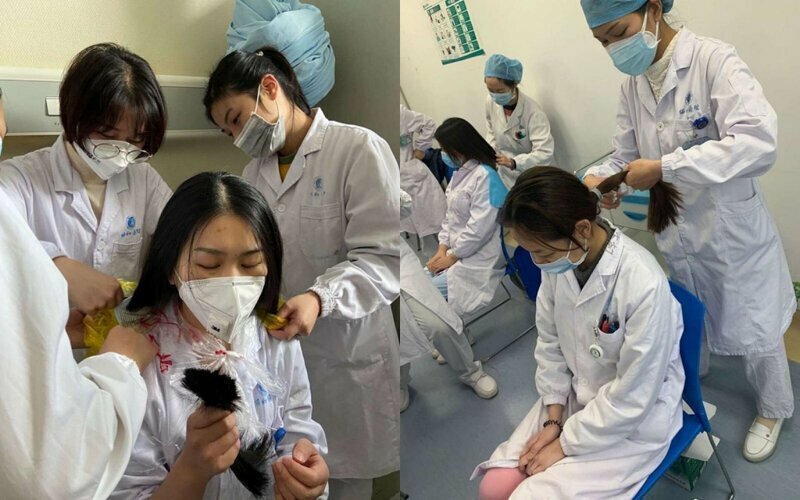 Медики из Китая показали свои лица под конец рабочего дня