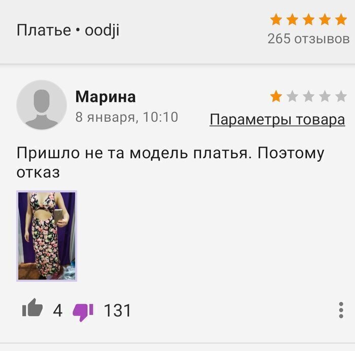 Не та модель платья