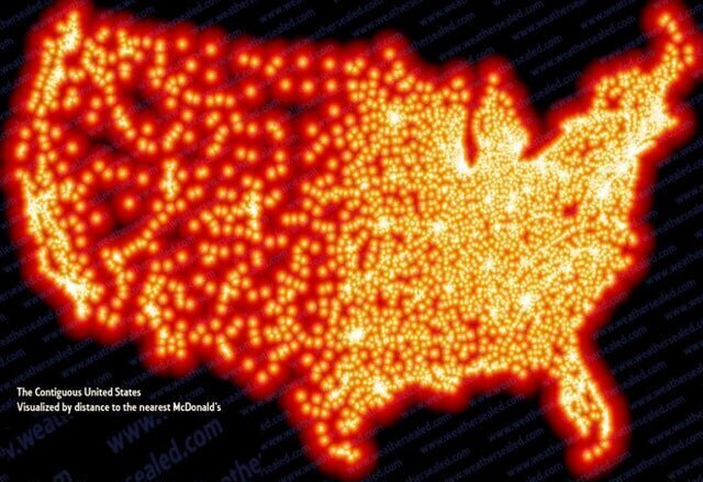 Тепловая карта сети ресторанов Макдональдс в США