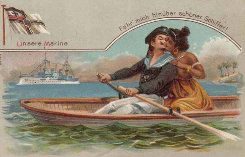 "Переправь меня на ту сторону, симпатичный морячок!" (немецкая открытка)