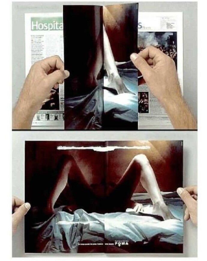 Кампания против сексуального насилия: чтобы увидеть картинку, надо разорвать склеенные страницы