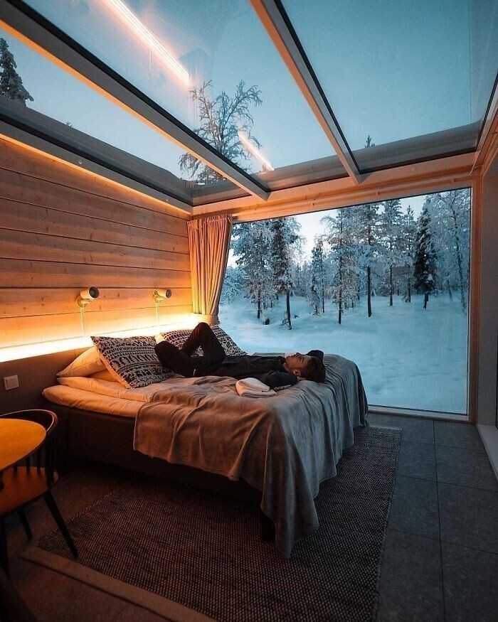 11. Дом со стеклянным потолком в Лапландии, Финляндия