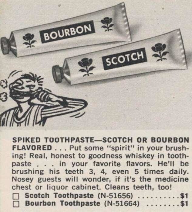 Зубная паста с привкусом виски. Наверно чистя ею зубы придумали еду  для космонавтов