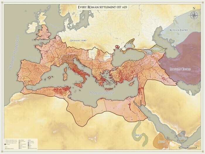 Все известные историкам римские поселения, начиная со 117 г.до н.э.