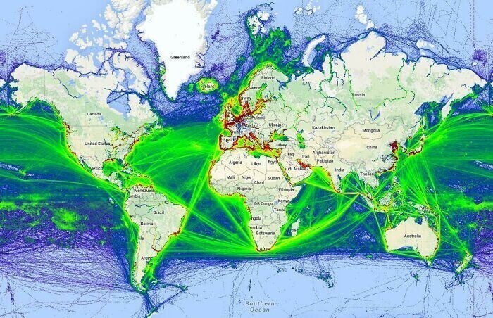 Карта мировых морских маршрутов