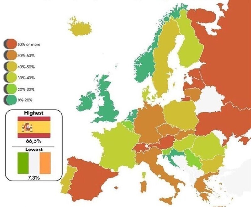 Какой процент людей в странах Европы проживает в квартирах