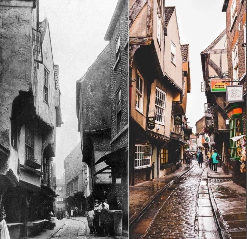 Улица в Великобритании, которая вдохновила Джоан Роулинг на создание Косого переулка. Конец 1800-х годов и сегодня
