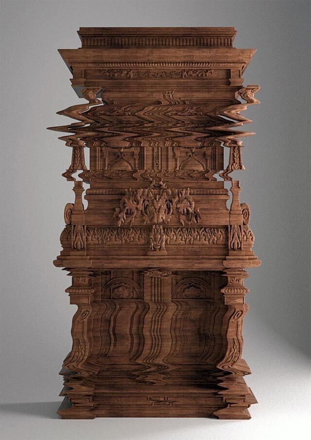 Деревянный секретер, сделанный как сбой изображения