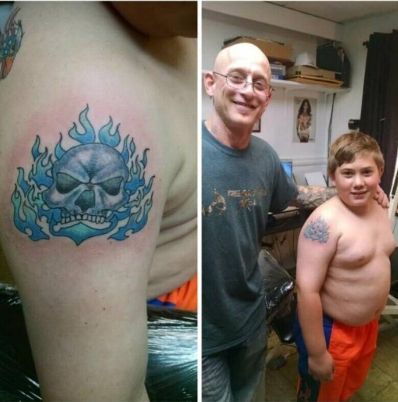 "Любящий" отец разрешил сделать сыну татуировку