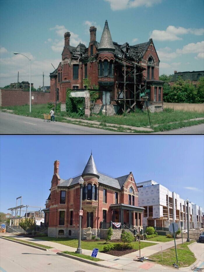 Дом-замок в Детройте до и после реставрации, 1993 - 2021