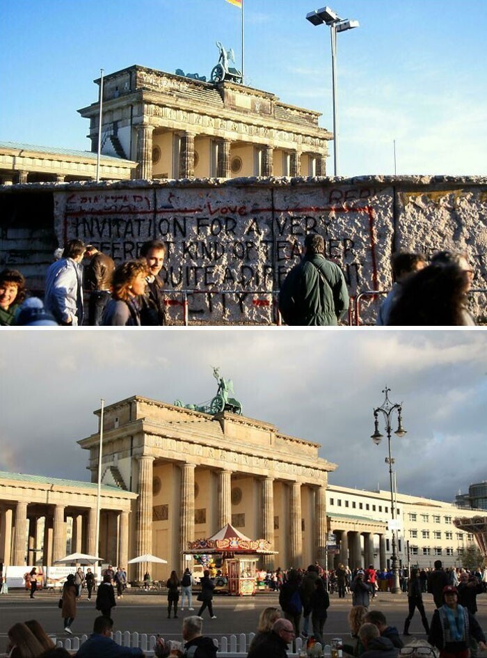 Берлинская стена в год своего падения - и 31 год спустя