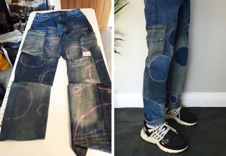 4. «У меня была куча старых джинсов, которые либо не подходили по размеру, либо износились, так что я сделал из них новые!».