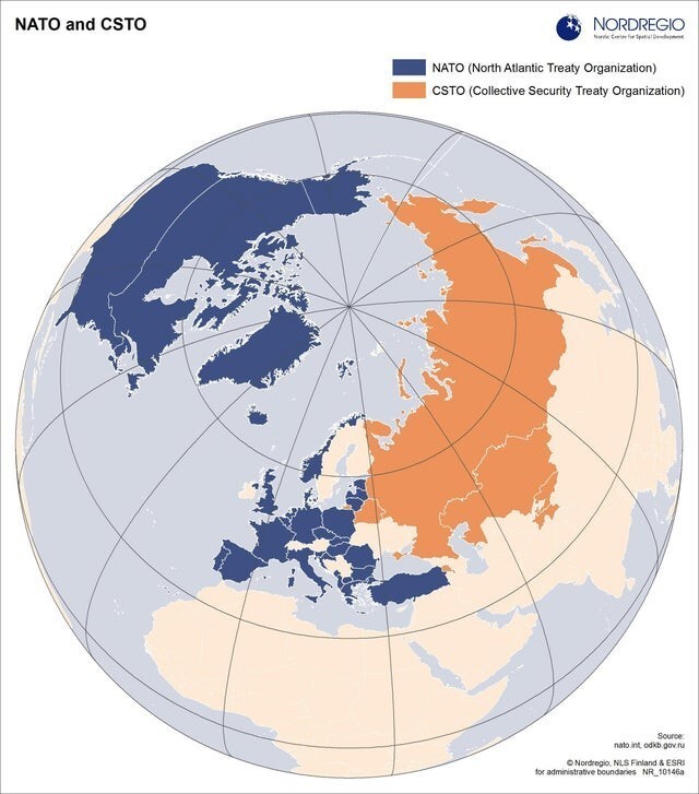 НАТО и ОДКБ на карте мира (NATO and CSTO)