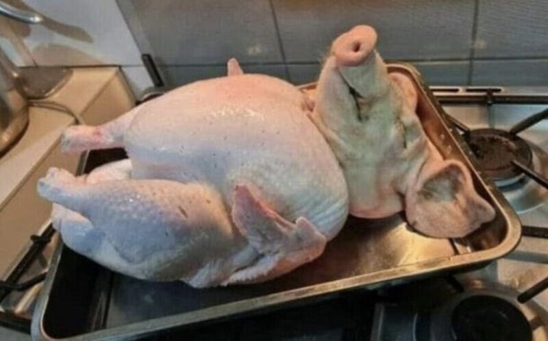 Когда решил приготовить курятину и свинину, но точно не следовал инструкции