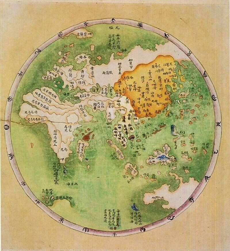 20. Карта мира, нарисованная в Китае в 1799 г.