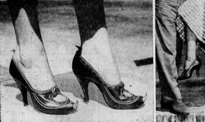 17. В середине 50-х годов в Италии, особенно в Риме, продавали «туфли для самообороны» со шпорами на пятке и носке, чтобы отбиваться от извращенцев
