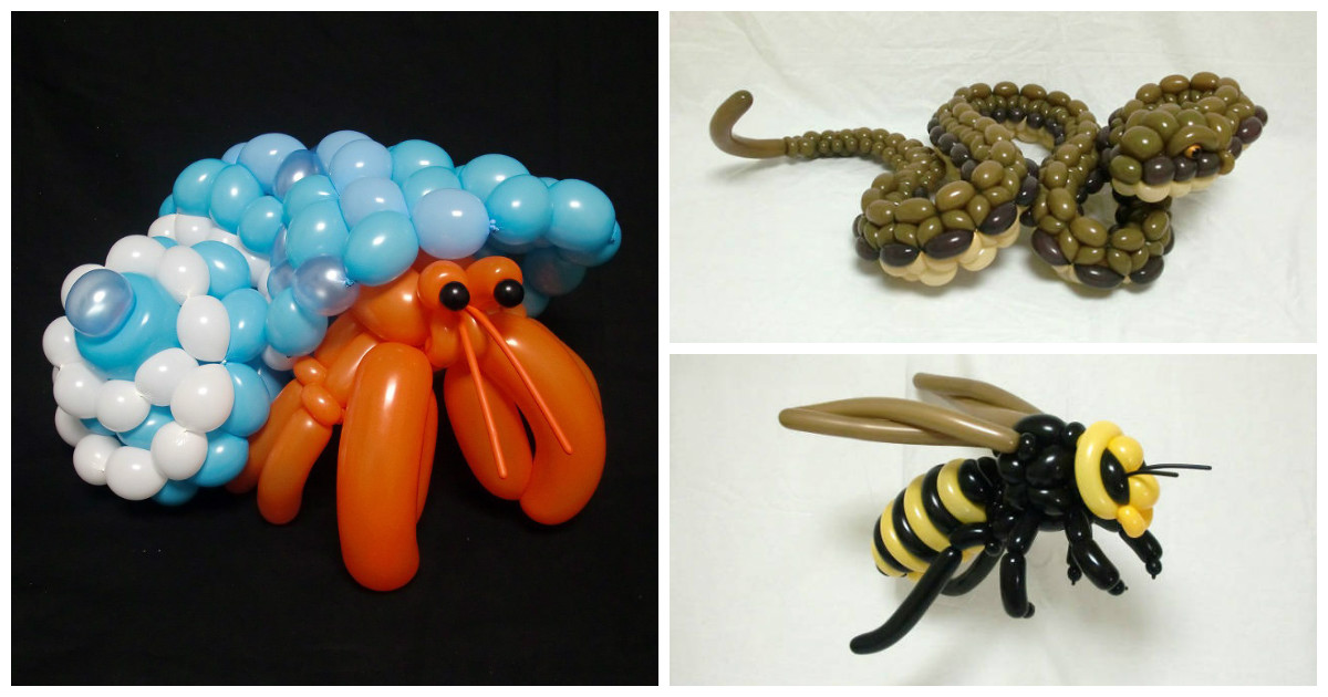 Невероятно детализированные фигурки животных из воздушных шариков