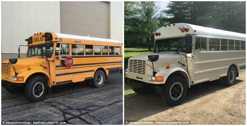 Пара из США соорудила мечту путешественника - свой дом на колесах из школьного автобуса