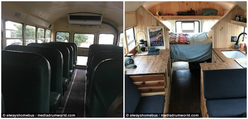 Пара из США соорудила мечту путешественника - свой дом на колесах из школьного автобуса