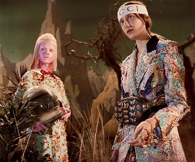 Слишком креативная подача коллекции одежды от Гуччи вдохновленная ретро сай-фай стилем