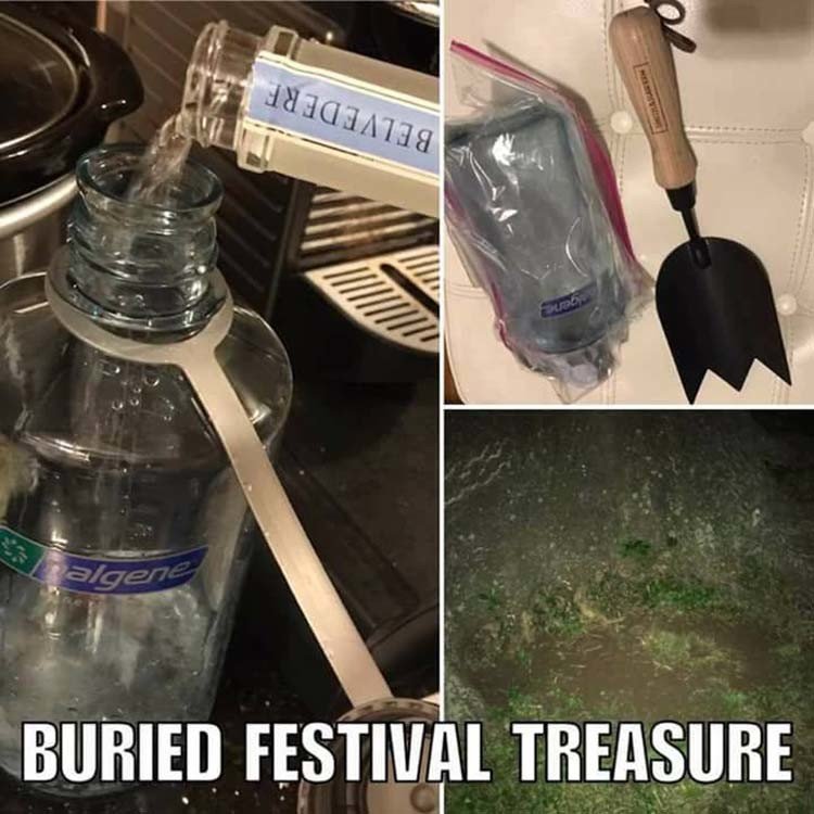 Парень закопал тайник с водкой перед фестивалем, чтобы выпить после его начала