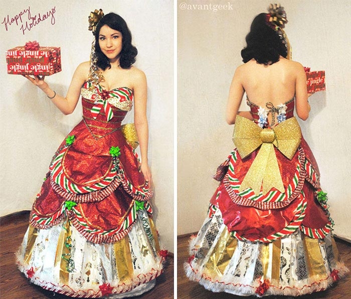 Свои необычные платья Оливия Мирс мастерит из упаковочной бумаги