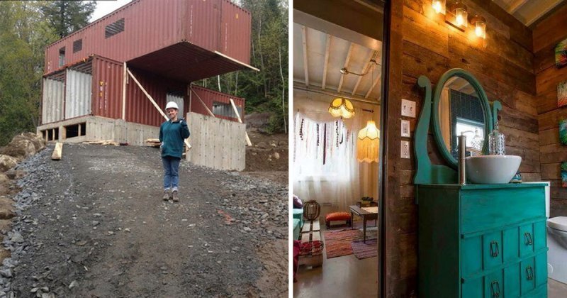 Женщина построила уютный домик из четырех контейнеров