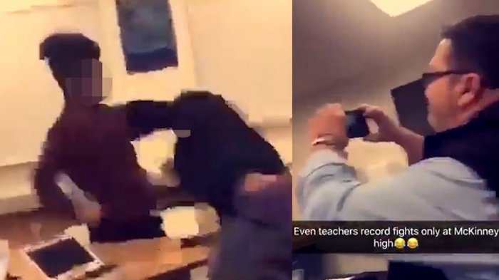 Учитель увлеченно снимал дерущихся учеников на телефон вместо того, чтобы разнять их 
